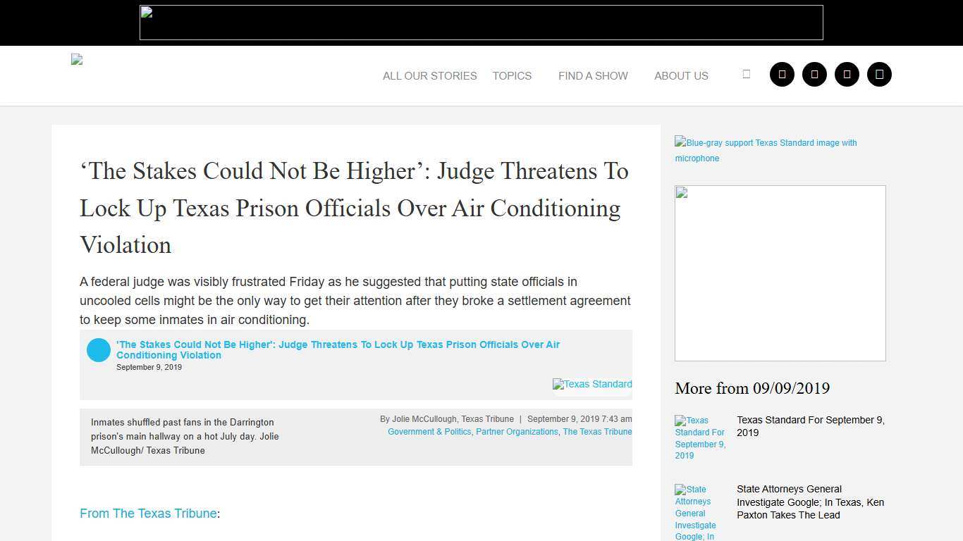 ‘The Stakes Could Not Be Higher’: Judge Threatens To Lock Up Texas Prison Officials Over Air Conditioning Violation Texas Standard