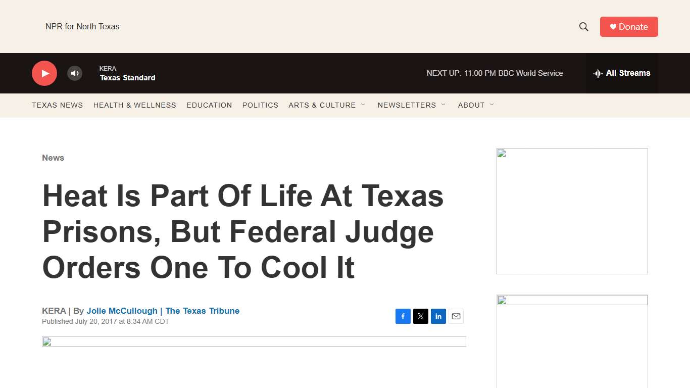 Heat Is Part Of Life At Texas Prisons, But Federal Judge Orders One To Cool It KERA News